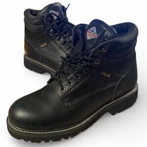 Workload Work Boots Men's 10 Black Leather Ankle Shoes Sip Oil Resist